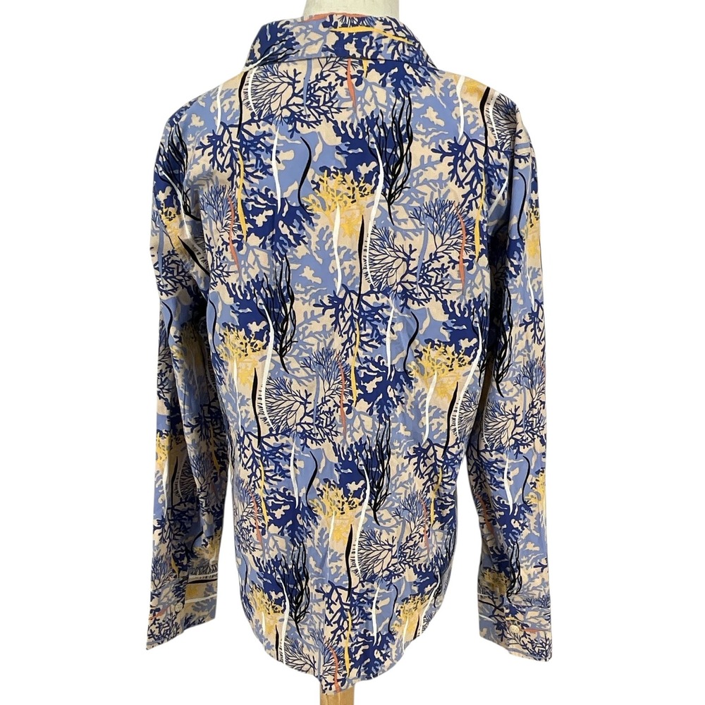 Acorn Womens Coral Reef Print Button Up Shirt XL Blue Multi Color Long Sleeve - Picture 4 of 8
